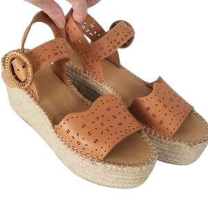 Soludos x Anthropologie Sofia Platform Espadrille Leather Cut Out Sandals 6.5